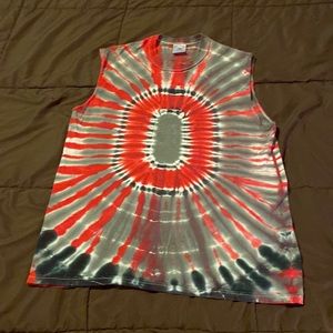 Sleeveless tie dye shirt number 0 adult Medium